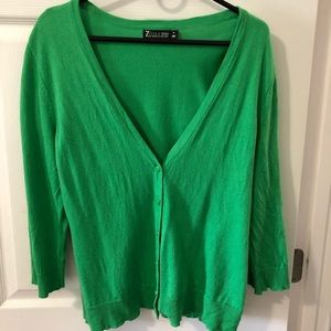 Green V-neck Button Down Cardigan